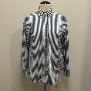 ABERCROMBIE & FITCH Women’s Oversized Navy White Stripe Button Down Shirt - XS